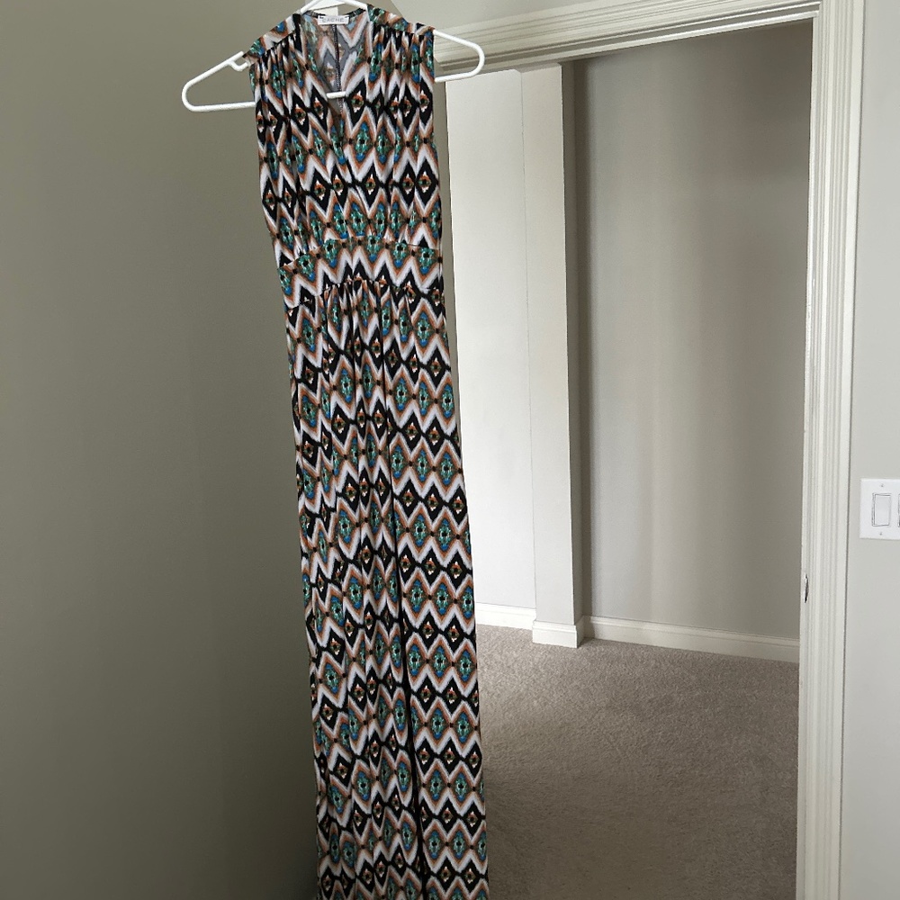 Diamond multicolored print full length dress
